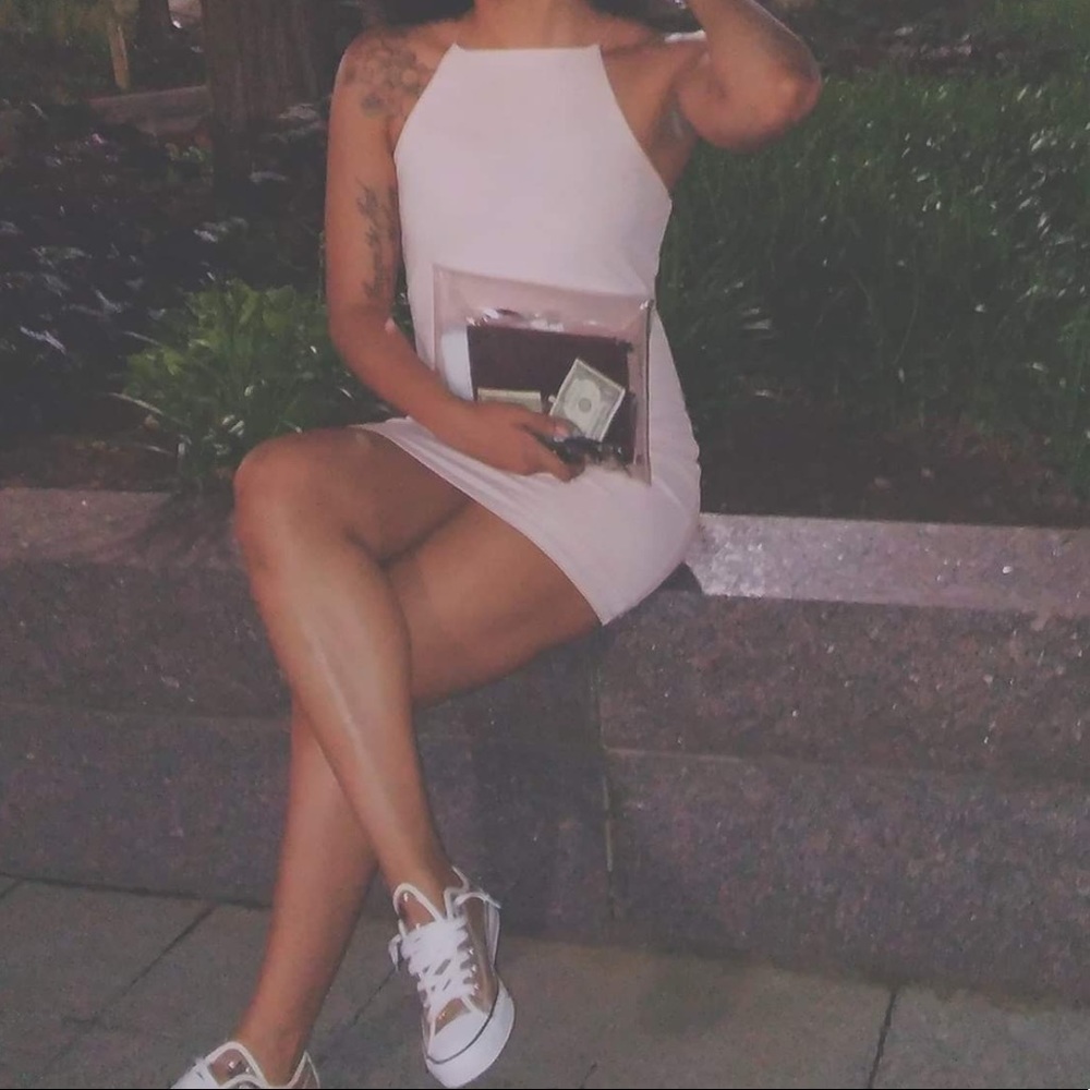 Baby pink bodycon dress